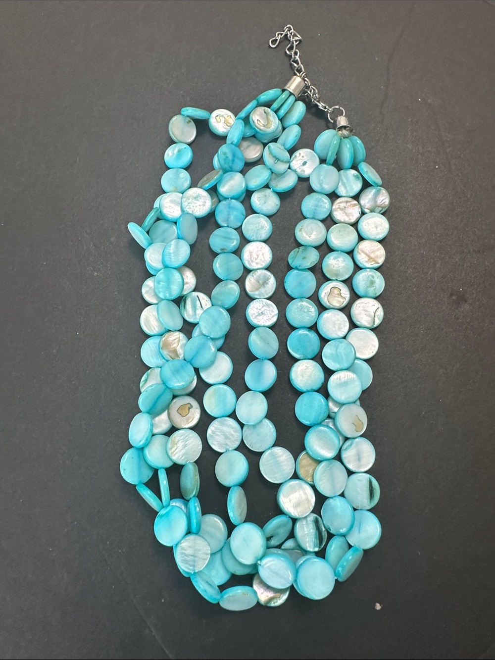 Turquoise Multi-Strand Shell Disc Necklace